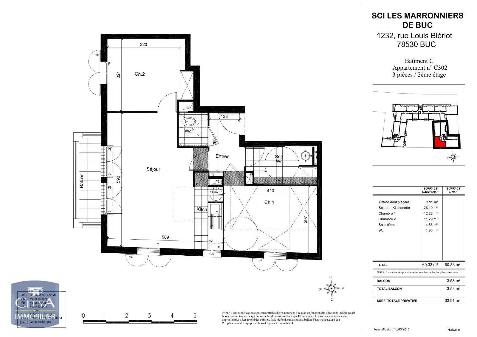 Photo 1 Appartement 3 pièces 60.33m²