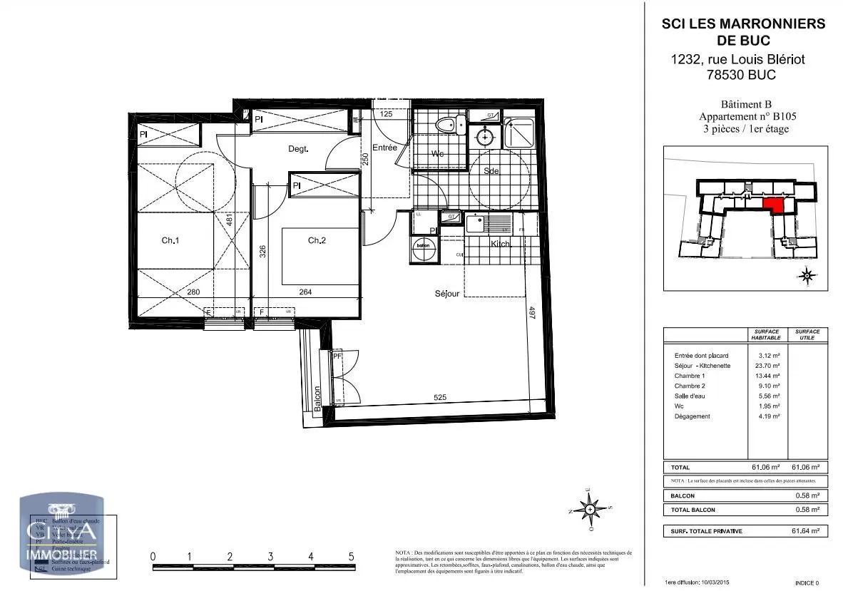 Photo 1 Appartement 3 pièces 61.06m²