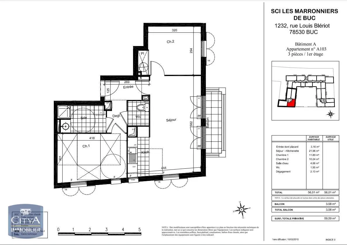 Photo 1 Appartement 3 pièces 56.01m²