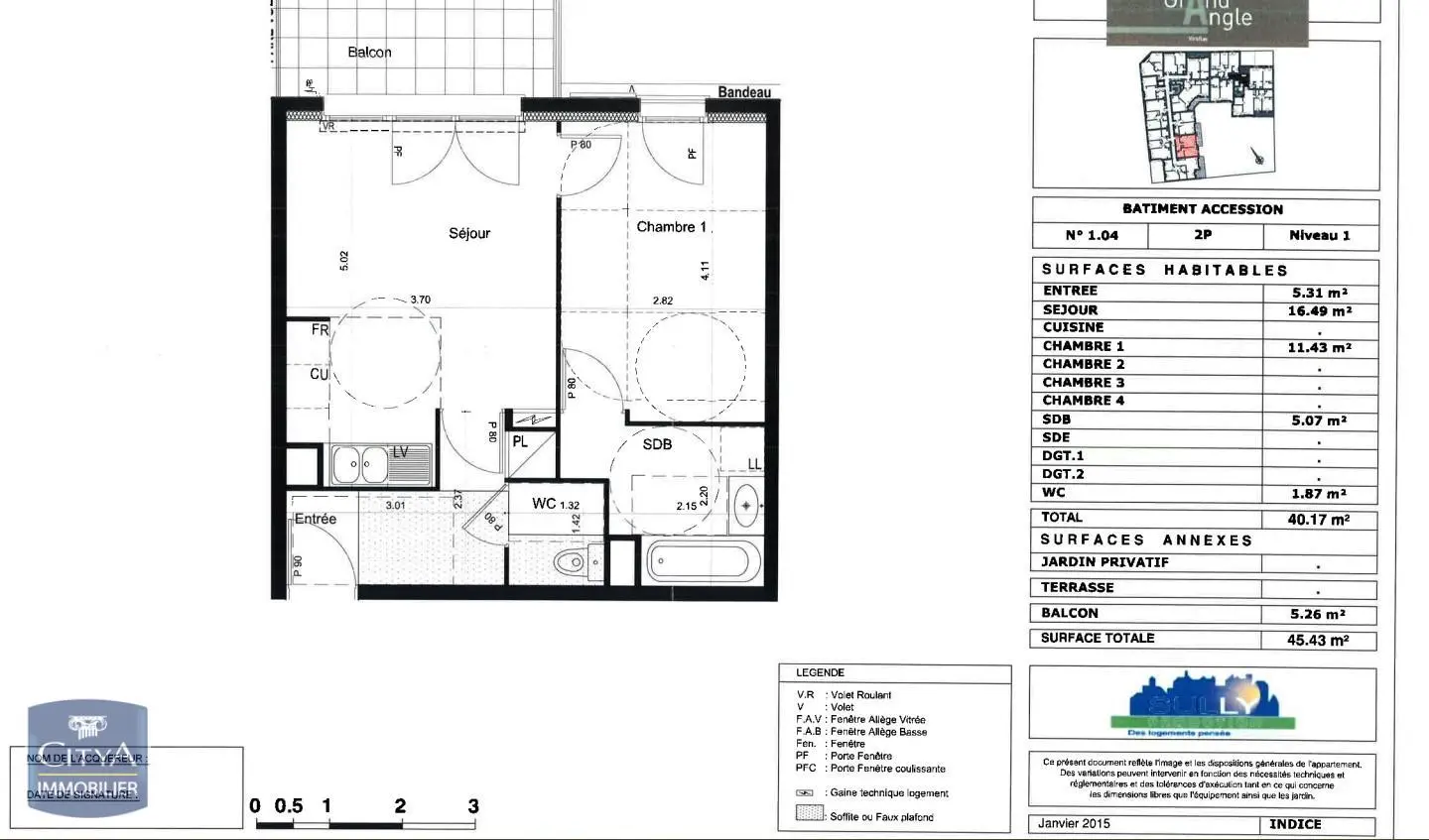 Photo 1 Appartement 2 pièces 40.17m²