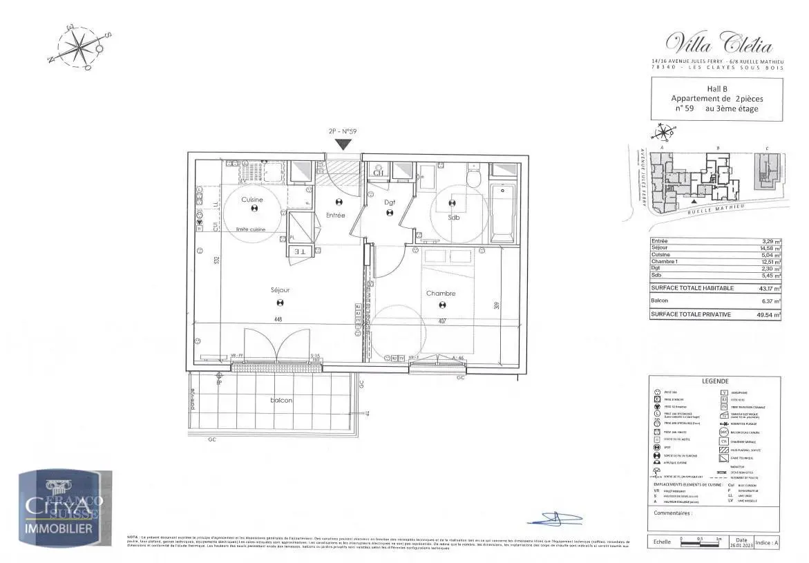 Photo 1 Appartement 2 pièces 43.17m²