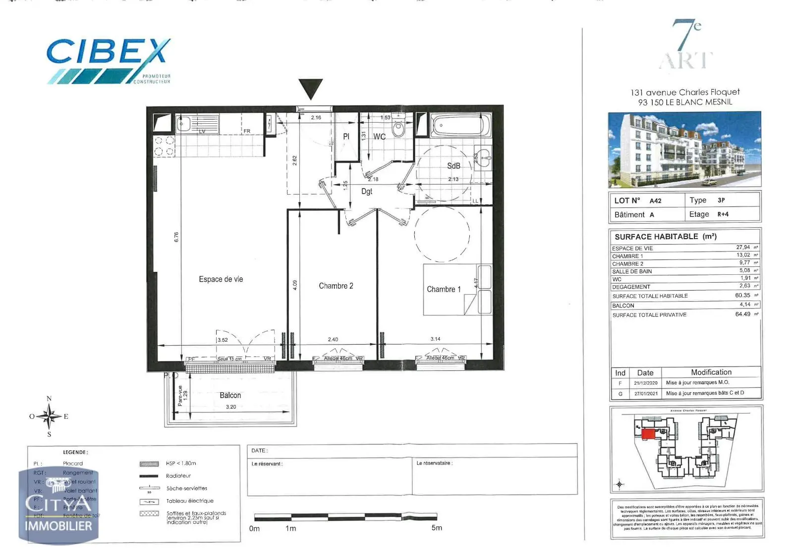 Photo 1 Appartement 3 pièces 60.35m²