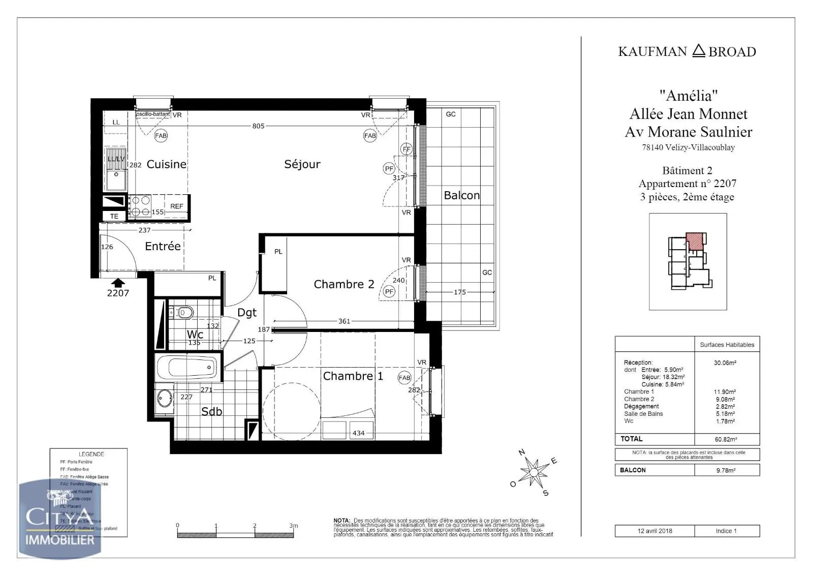 Photo 1 Appartement 2 pièces 60.82m²