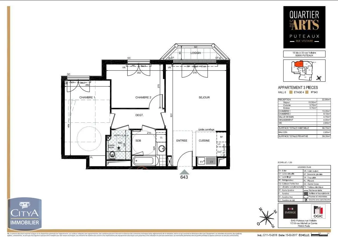 Photo 1 Appartement 3 pièces 56.7m²