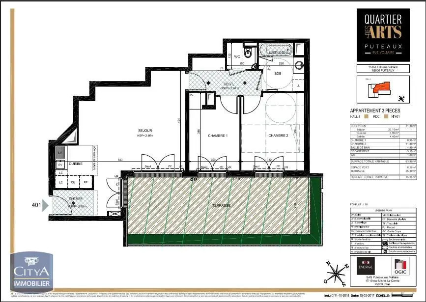 Photo 1 Appartement 3 pièces 63.9m²