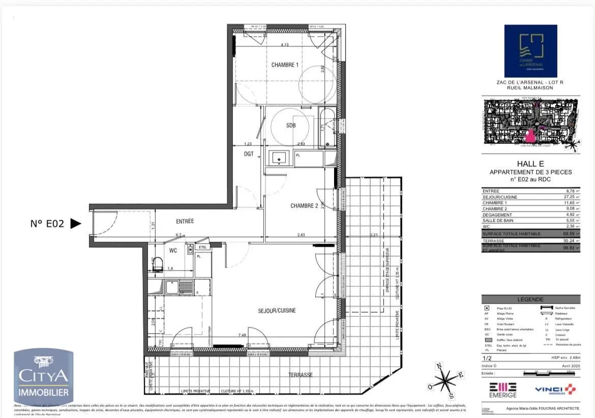 Rueil-Malmaison (92500) Appartement 3 pièces 69.59m²
