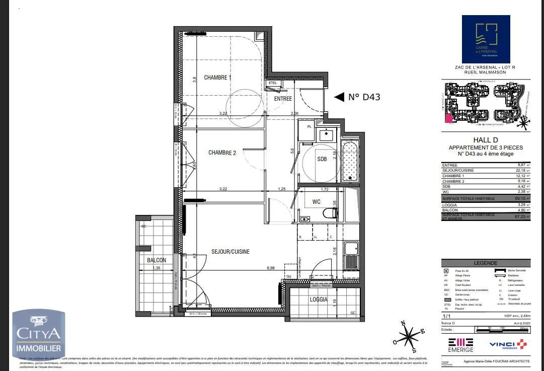 Photo 1 Appartement 3 pièces 59.15m²