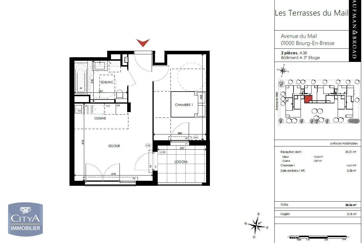 Photo 2 Appartement 2 pièces 38.56m²