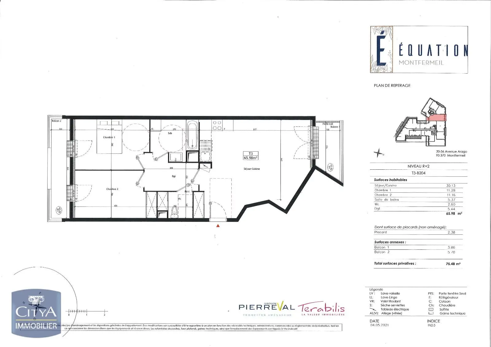 Photo 1 Appartement 3 pièces 65.98m²