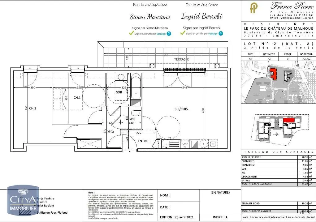 Photo 1 Appartement 3 pièces 63.67m²