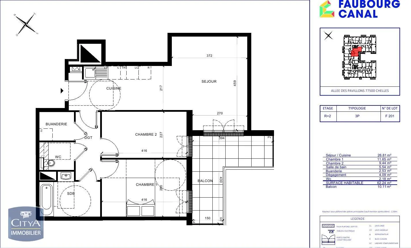 Photo 1 Appartement 3 pièces 62.24m²