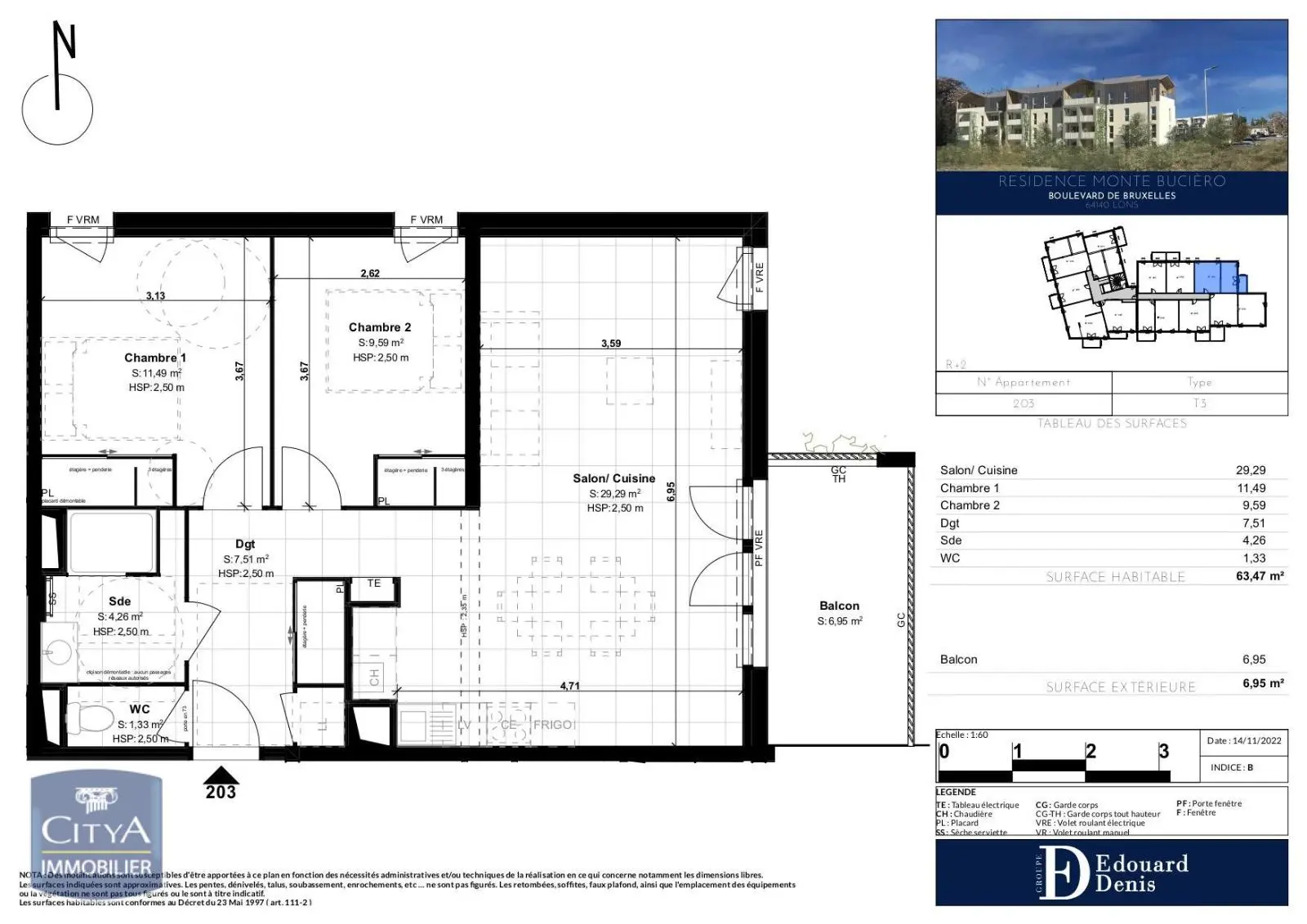 Photo 1 Appartement 3 pièces 63.47m²