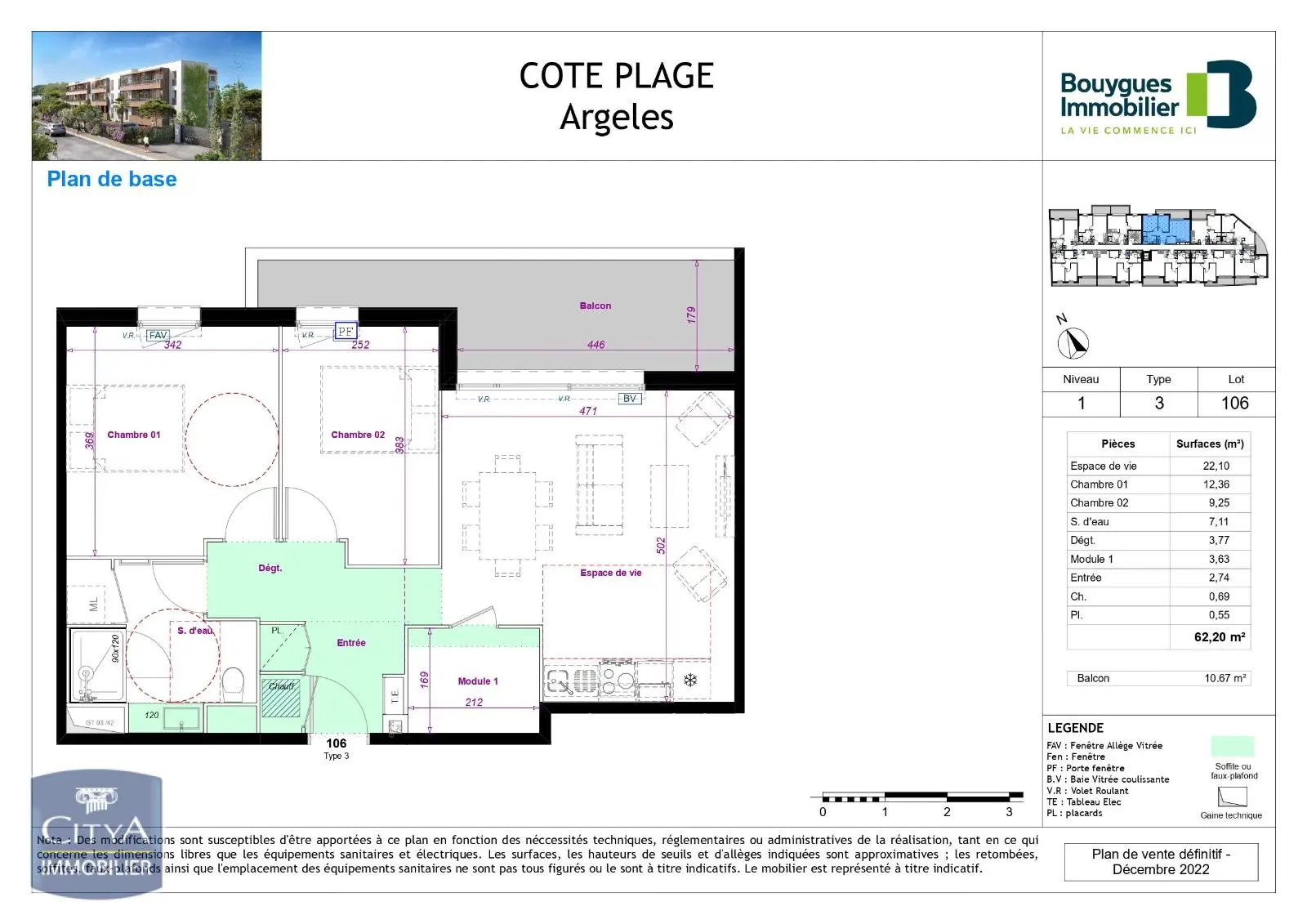 Photo 2 Appartement 3 pièces 62.2m²