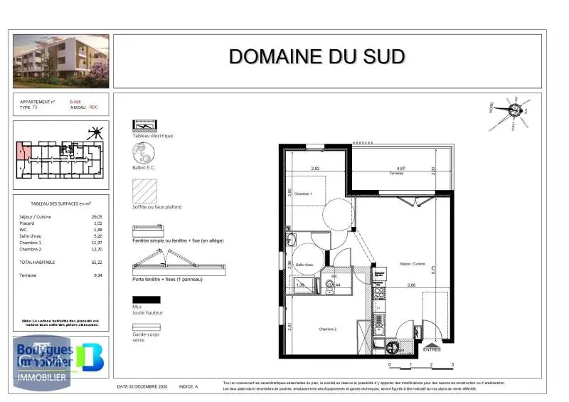 Photo 1 Appartement 3 pièces 61.22m²