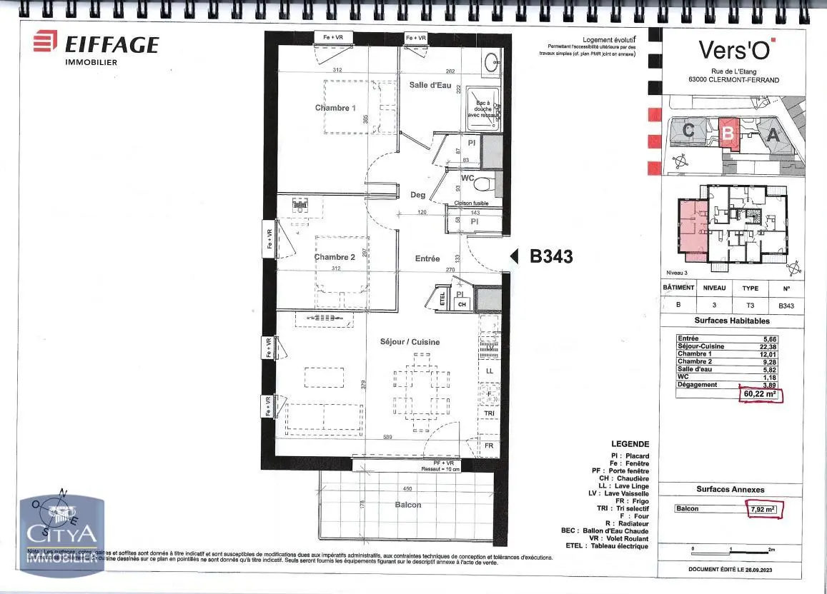 Photo 1 Appartement 3 pièces 60.22m²