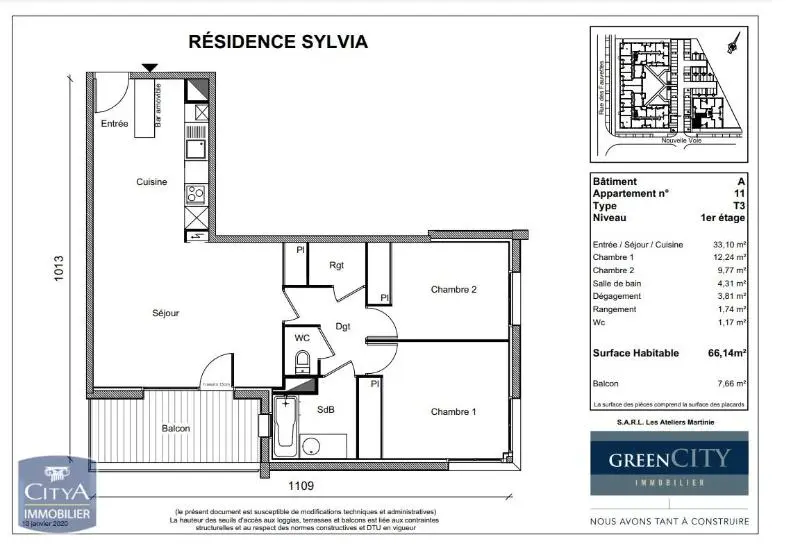 Photo 7 Appartement 3 pièces 66.14m²