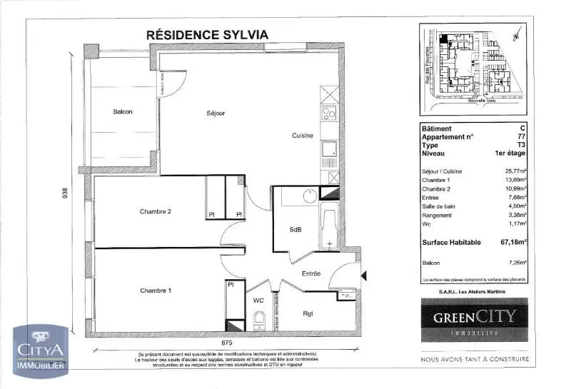 Photo 2 Appartement 3 pièces 67.18m²