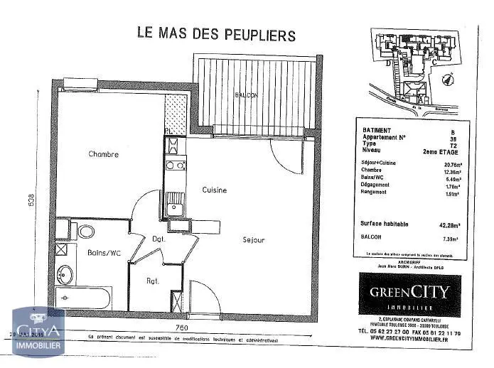 Photo 1 Appartement 2 pièces 42.28m²