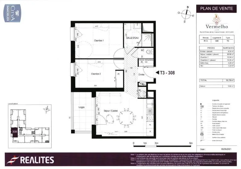 Photo 1 Appartement 3 pièces 55.76m²