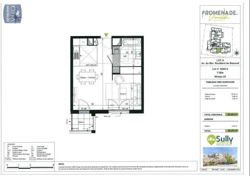 Photo 1 Appartement 1 pièce 35.49m²