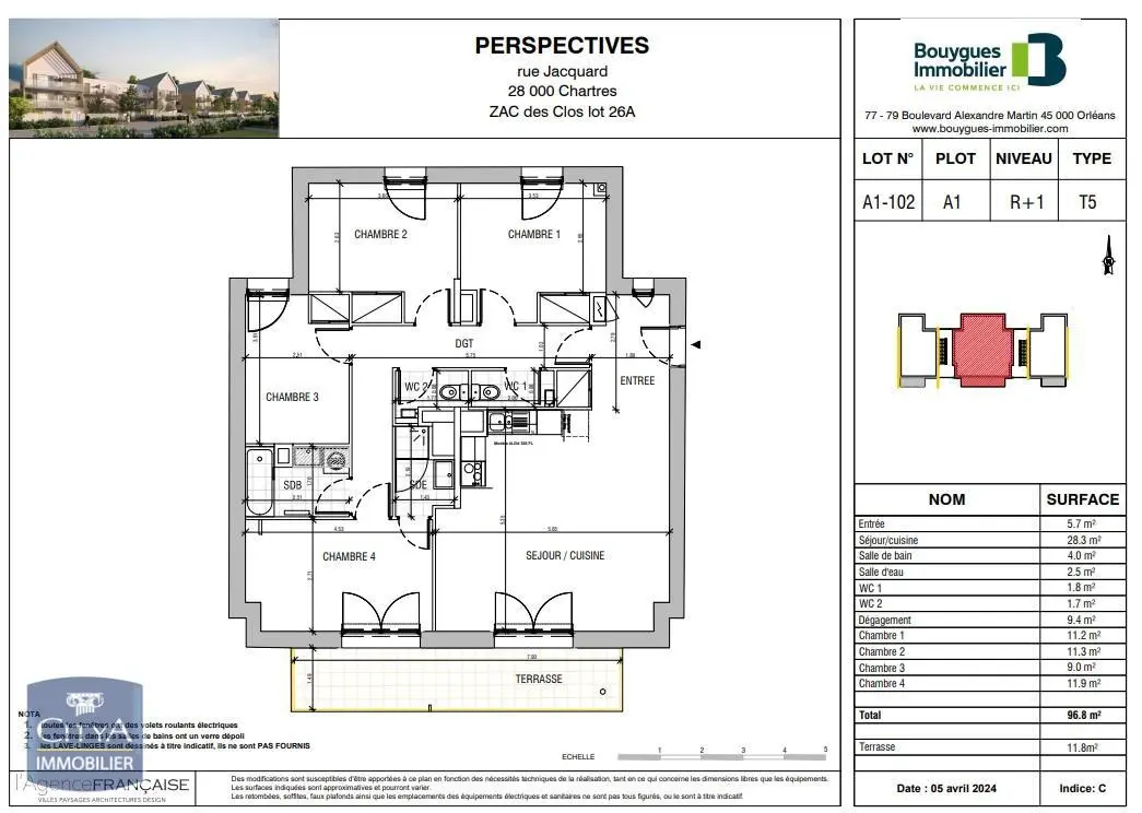 Photo 1 Appartement 5 pièces 95.7m²