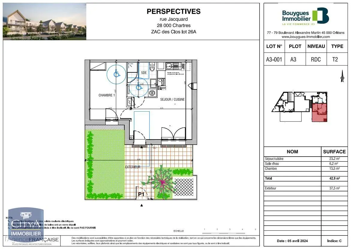 Photo 2 Appartement 2 pièces 42.9m²