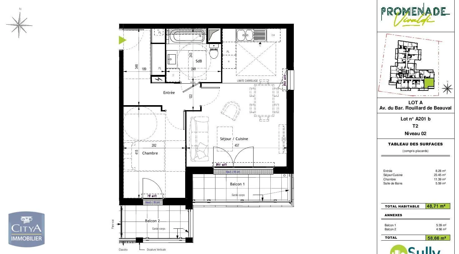 Photo 1 Appartement 2 pièces 48.71m²