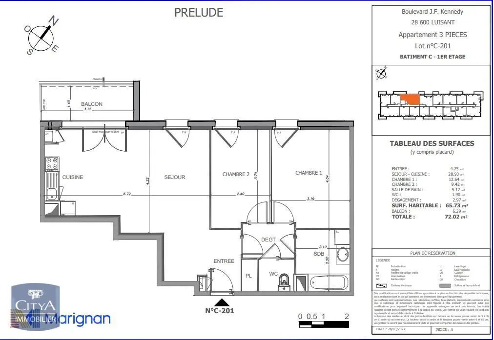 Photo 1 Appartement 3 pièces 65.73m²
