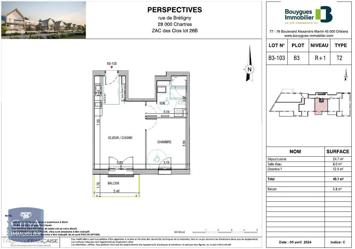 Photo 1 Appartement 2 pièces 45.1m²