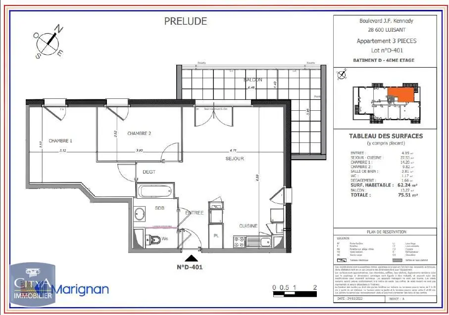 Photo 1 Appartement 3 pièces 62.24m²