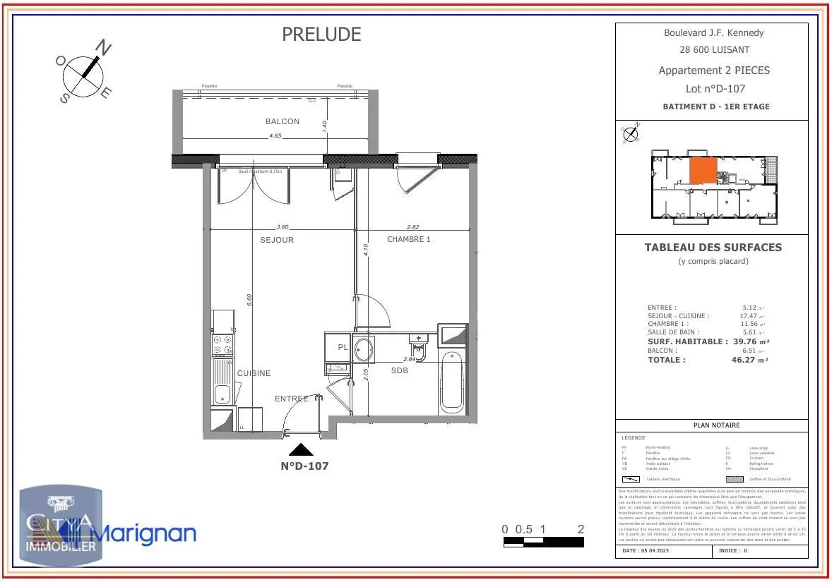 Photo 2 Appartement 2 pièces 39.76m²