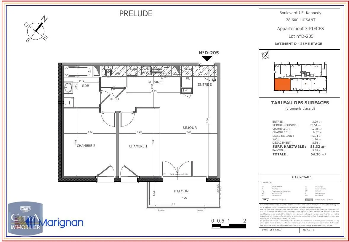 Photo 2 Appartement 3 pièces 58.32m²