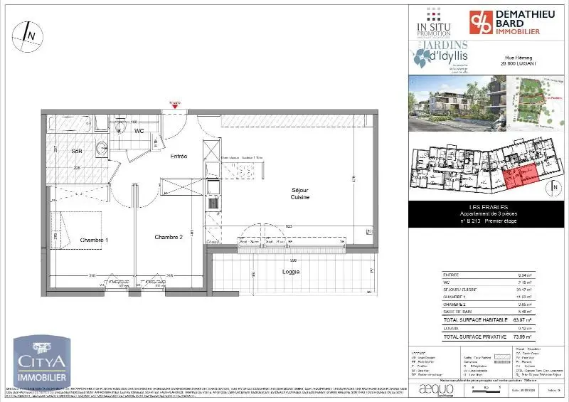 Photo 2 Appartement 3 pièces 63.97m²