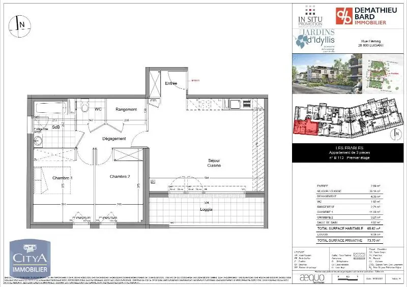 Photo 2 Appartement 3 pièces 65.62m²