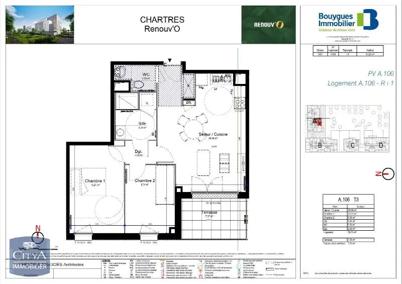 Photo 2 Appartement 3 pièces 59.23m²