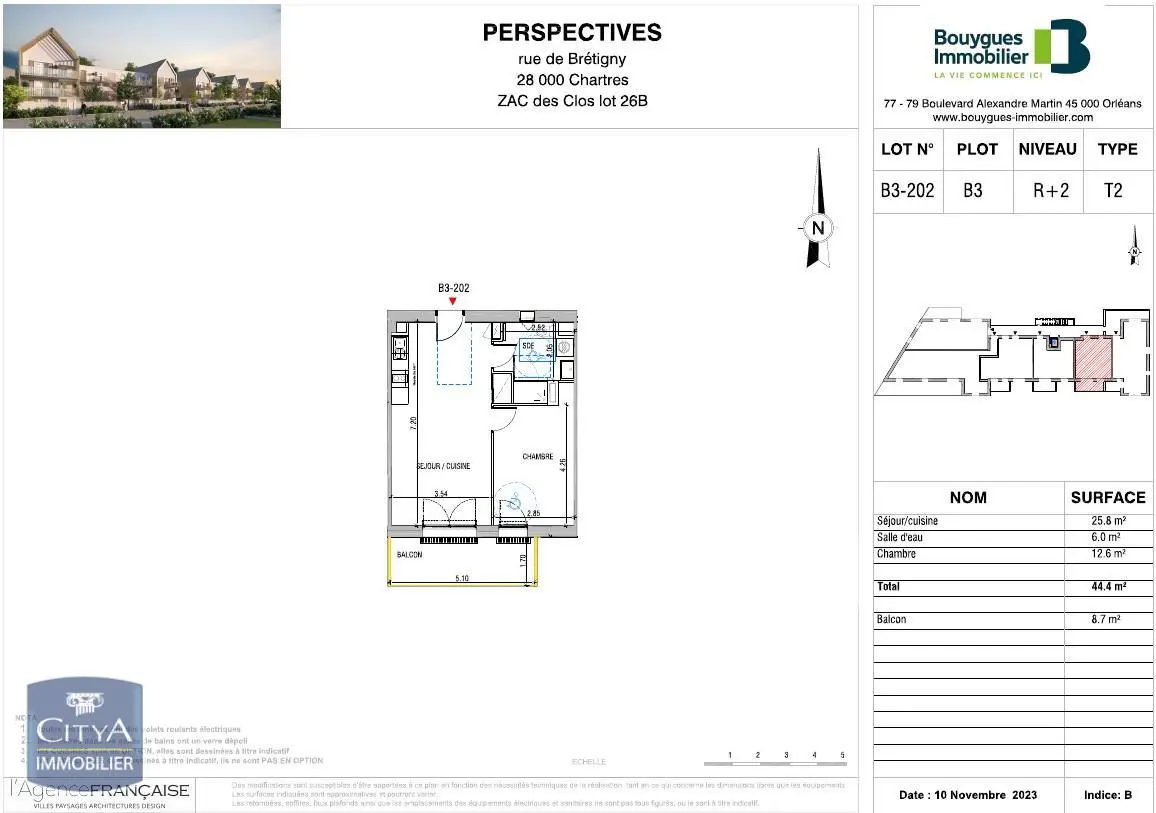 Photo 1 Appartement 2 pièces 44.4m²