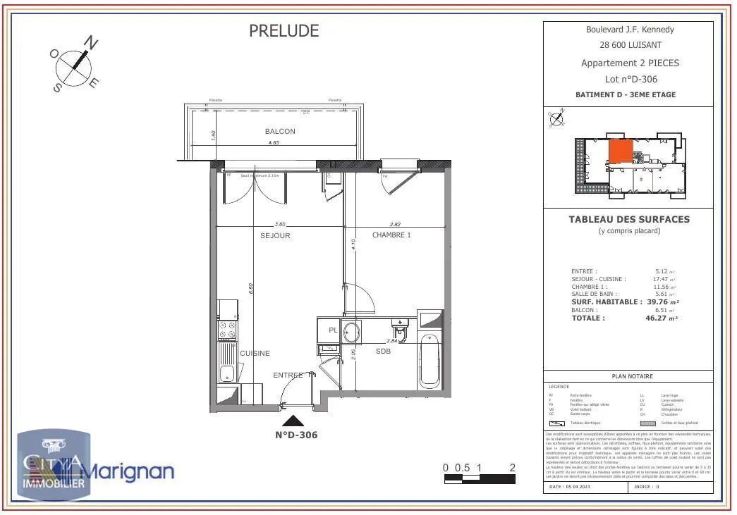 Photo 1 Appartement 2 pièces 39.76m²