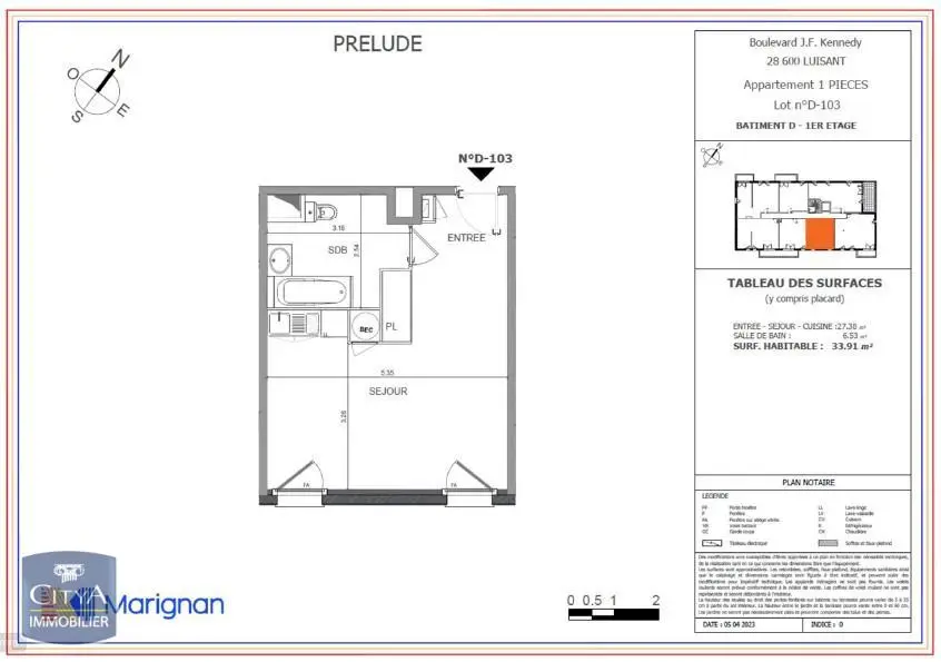 Photo 2 Appartement 1 pièce 33.91m²
