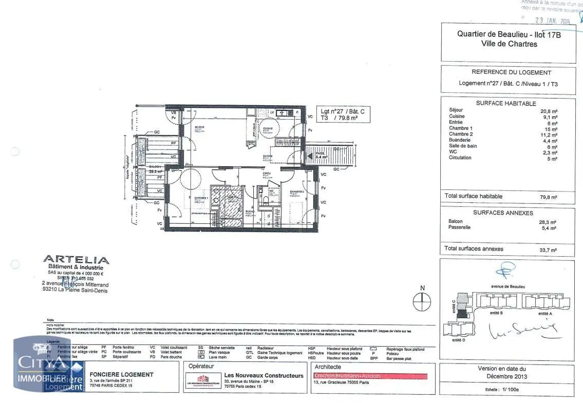 Photo 2 Appartement 3 pièces 79.8m²