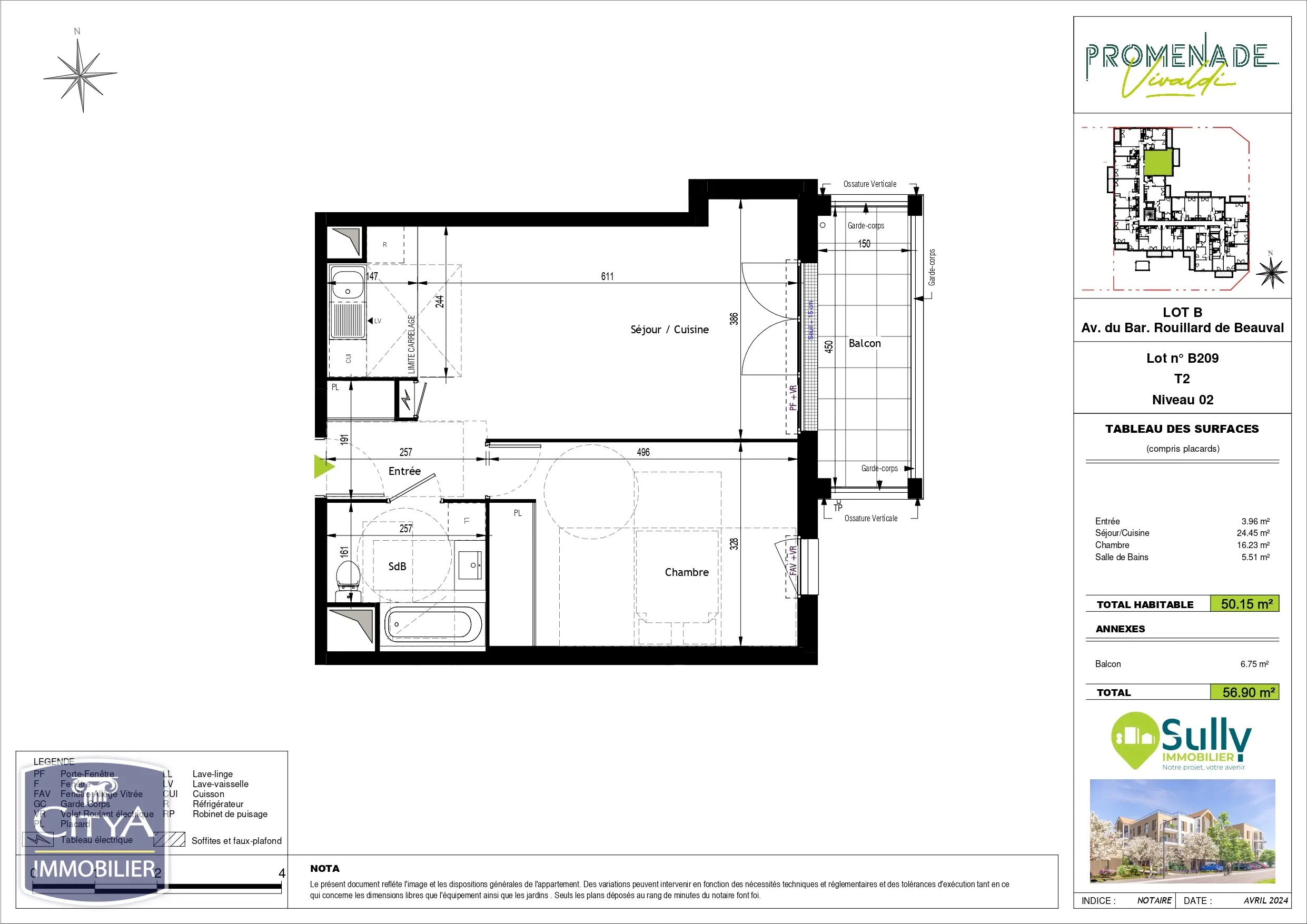 Photo 1 Appartement 2 pièces 50.15m²