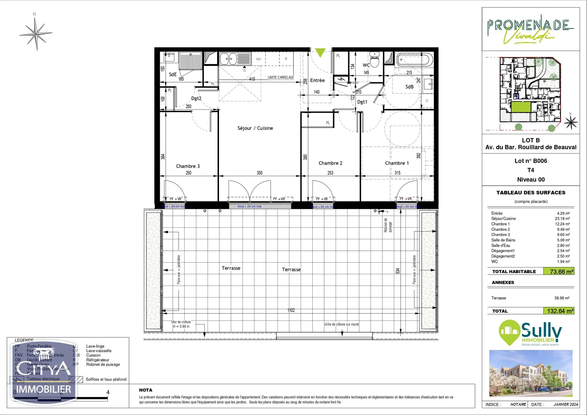 Photo 1 Appartement 4 pièces 73.66m²