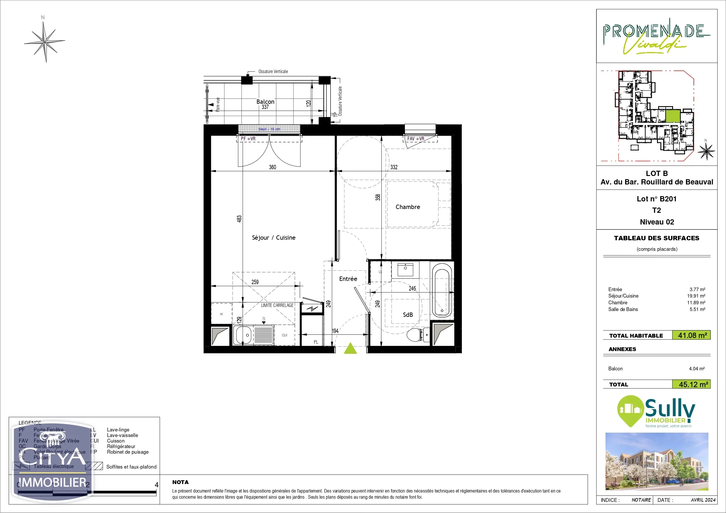 Photo 1 Appartement 2 pièces 41.08m²