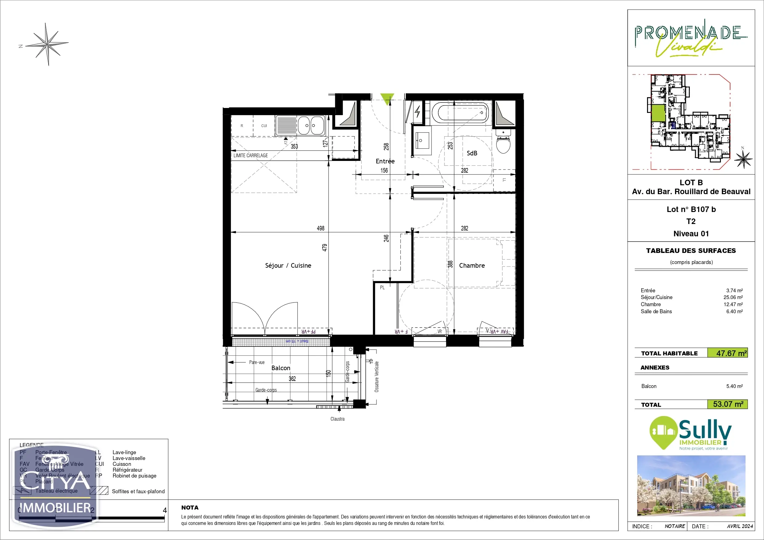 Photo 1 Appartement 2 pièces 47.67m²