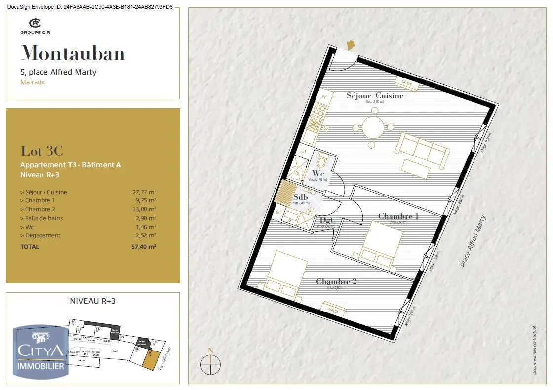 Photo 1 Appartement 3 pièces 56.1m²