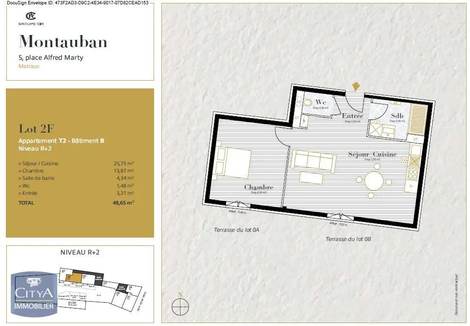 Photo 1 Appartement 2 pièces 48.65m²