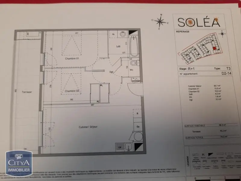 Photo 1 Appartement 3 pièces 58.4m²