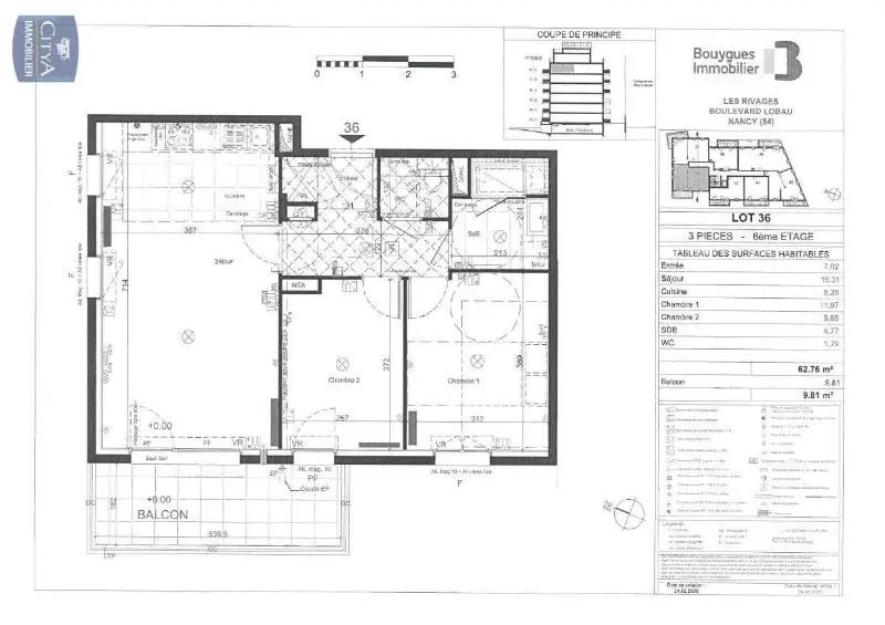 Photo 2 Appartement 3 pièces 62.76m²