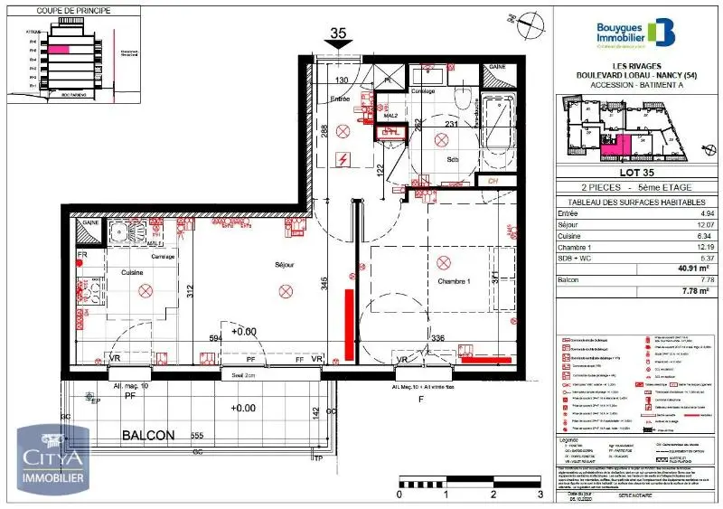 A louer T2 avec BALCON et PARKING SECTEUR NANCY/LOBAU