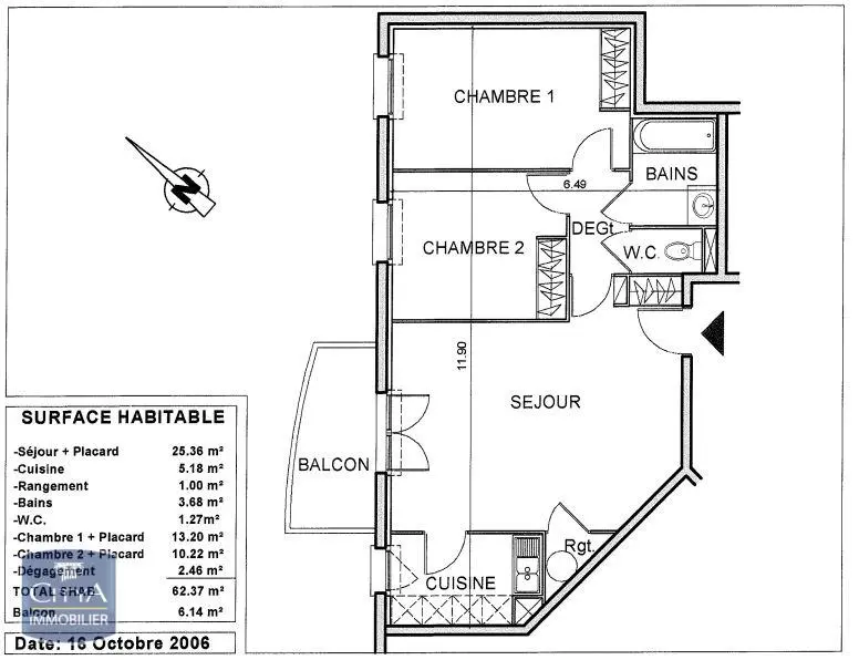 Photo 6 Appartement 3 pièces 62.37m²