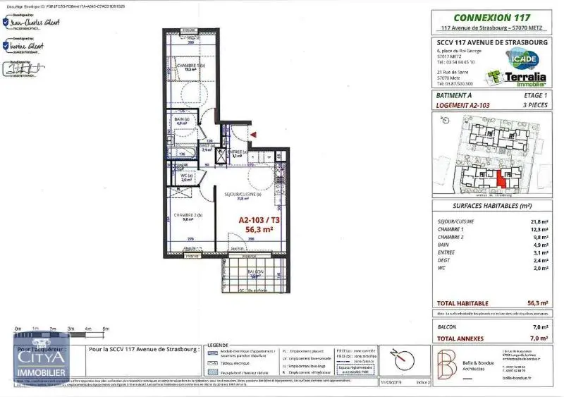 Photo 1 Appartement 3 pièces 56.3m²